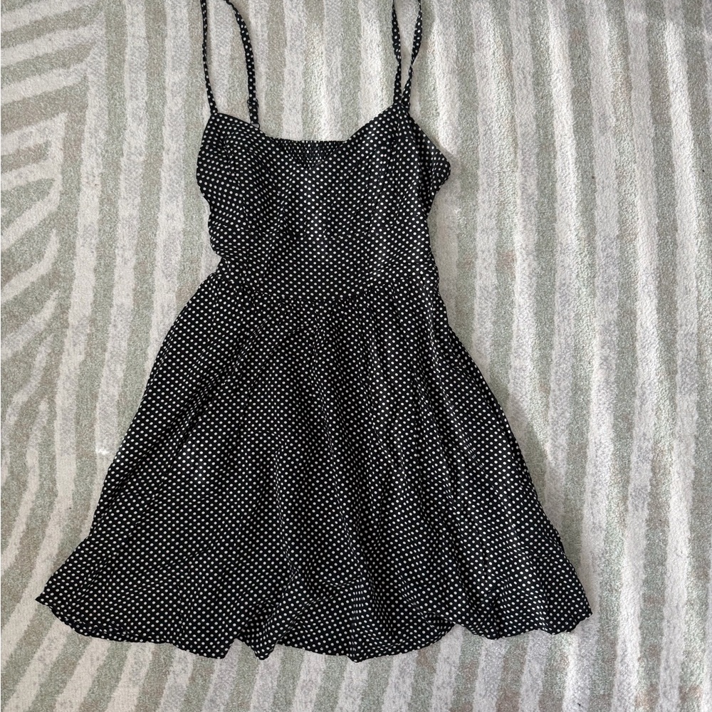 Express Black Polka Dot Spaghetti Strap Mini Dress